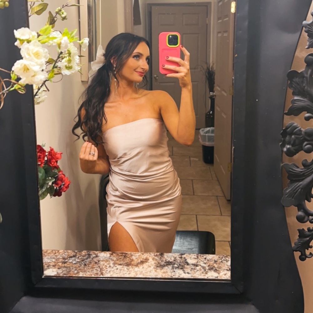 SHOWPO Champange maxi slit dress